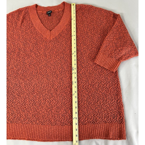 Torrid Womens Orange V-Neck 3/4 Sleeve Open Knit Pullover Sweater Size‎ 5X - Picture 6 of 11